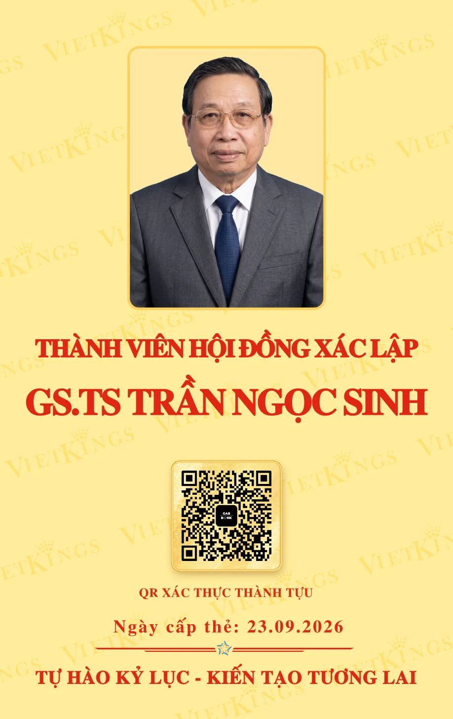 Mặt sau thẻ GS.TS TRẦN NGỌC SINH