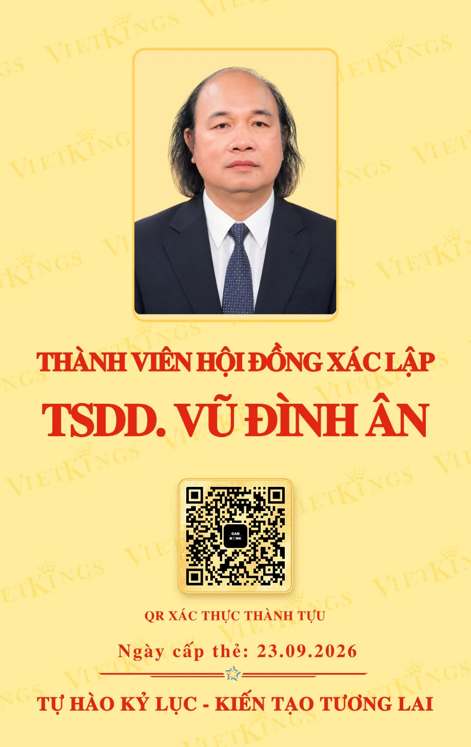 Mặt sau thẻ TSDD. VŨ ĐÌNH ÂN