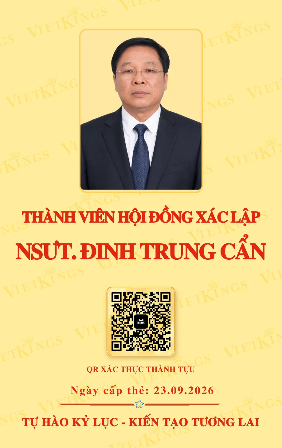 Mặt sau thẻ NSƯT. ĐINH TRUNG CẨN