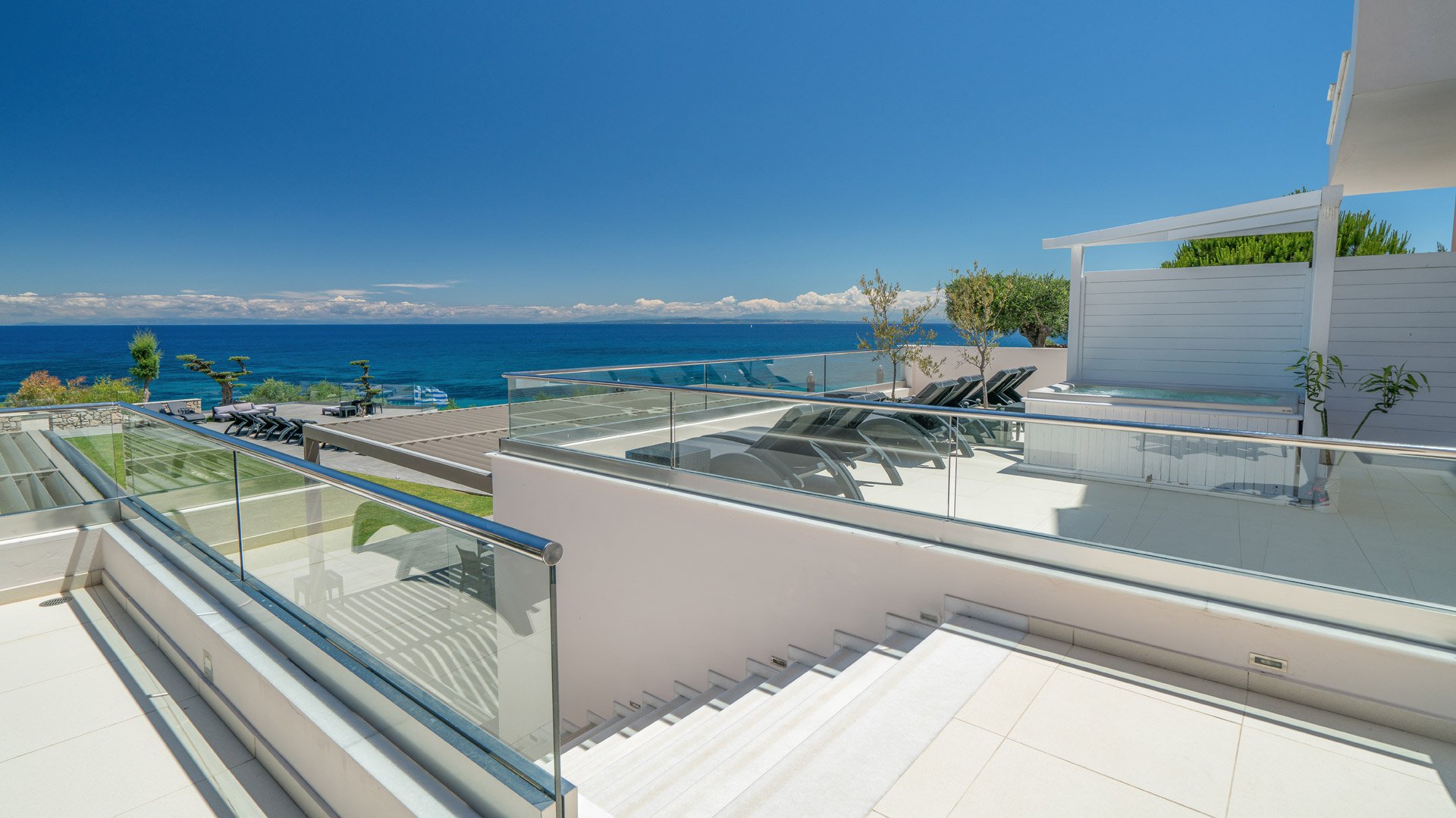 The veranda and Ionian Sea View that Kymothoe Elite Provides in Zakynthos