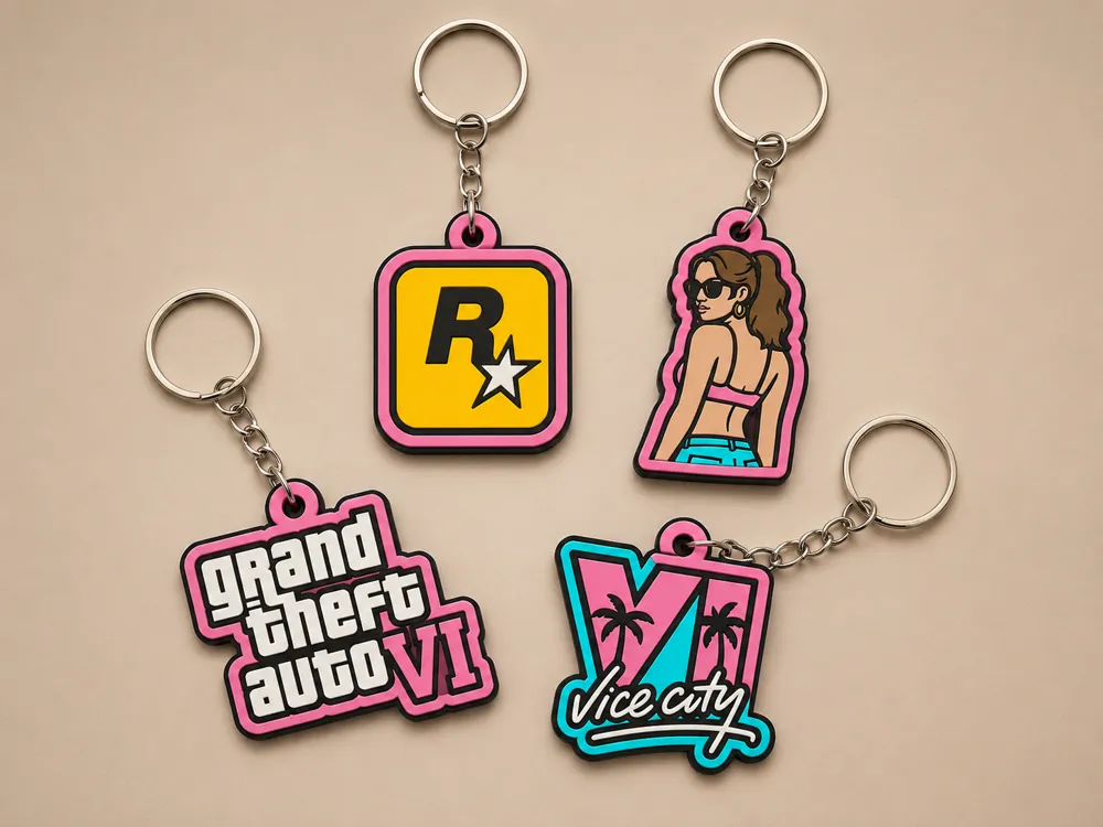 Porta-Chaves GTA VI Vice City em Impressão 3D Multicolor – Acessórios Gamer Colecionáveis | Feito em Portugal 🇵🇹