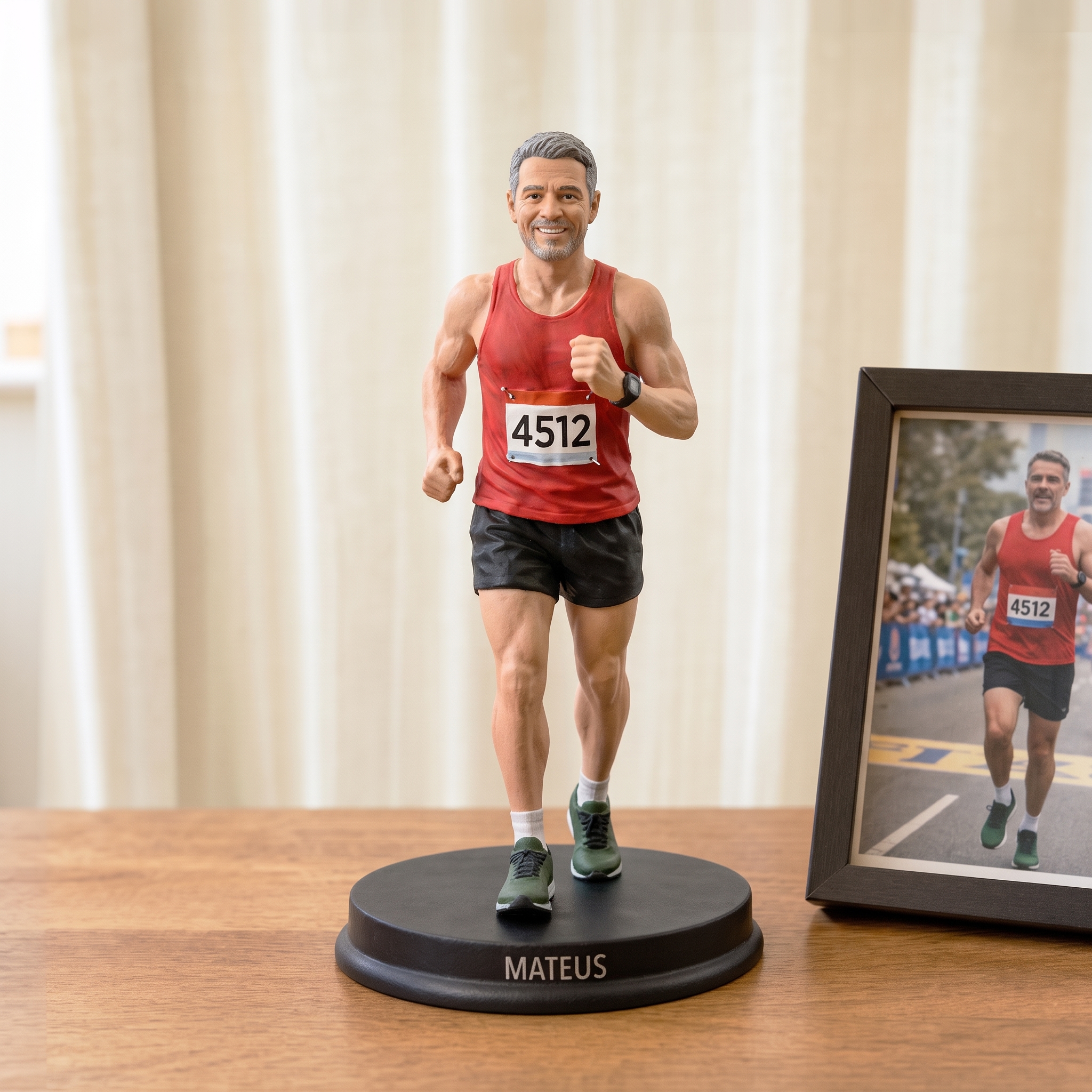 Estátua Personalizada de Corredor em Impressão 3D – Figura de Atleta com Nome e Dorsal Personalizáveis a partir de Fotografia 🏃‍♂️🥇