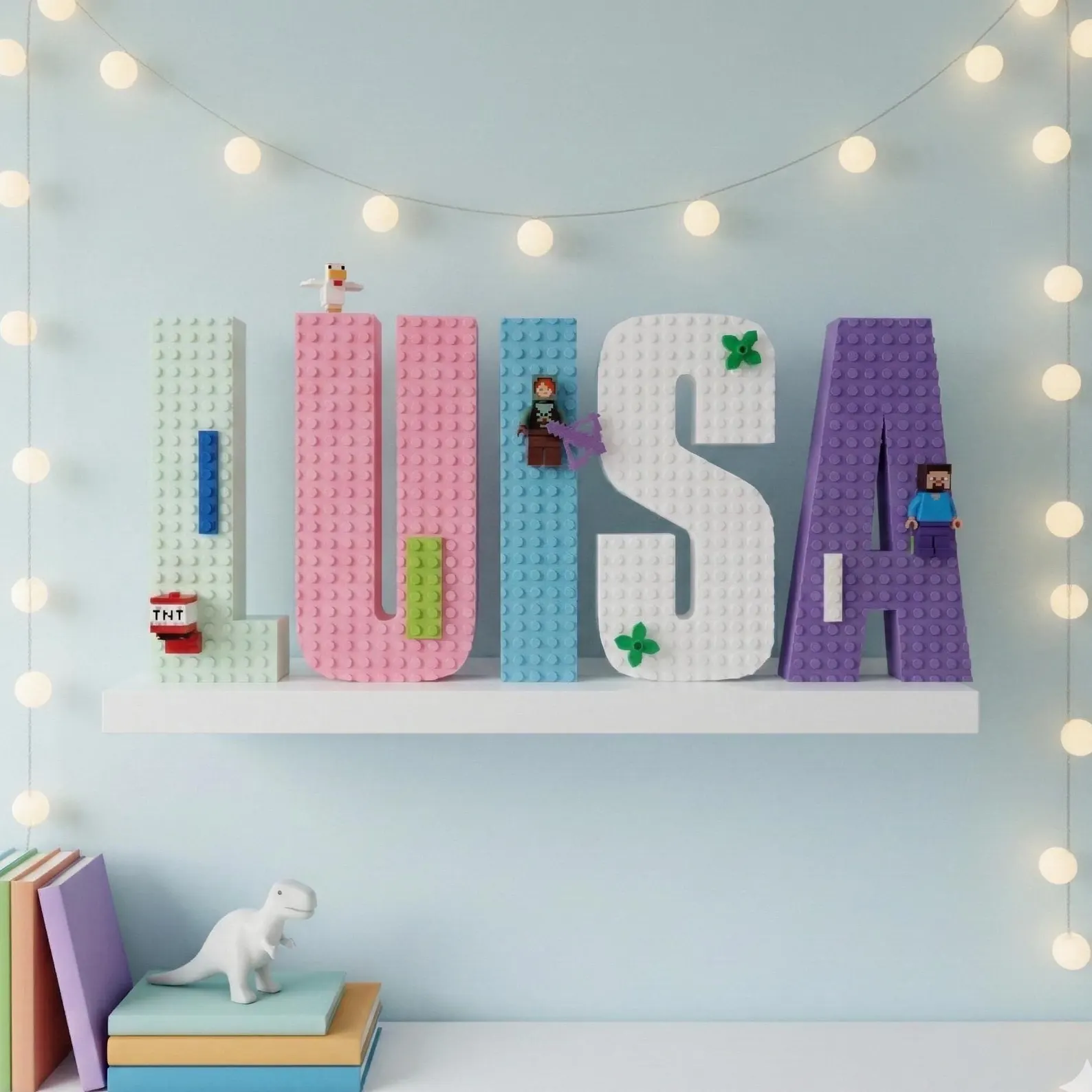 Placa de nome personalizada GRANDE compatível com LEGO