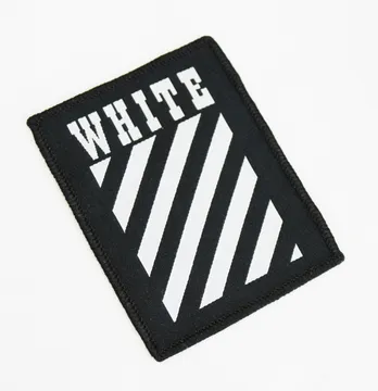 Нашивка жаккардова "WHITE off" зебра 40*55 мм на флізеліновій основі