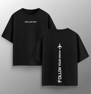 Футболка жіноча оверсайз "Follow your dreams" чорного кольору