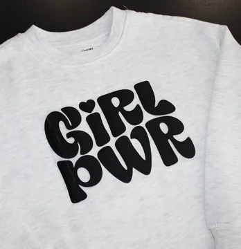 Термоаплікація об'ємна пуф "Girl pwr" 17*12 см чорного кольору