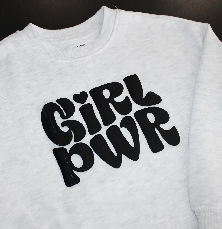 Термоаплікація об'ємна пуф "Girl pwr" 17*12 см чорного кольору-0