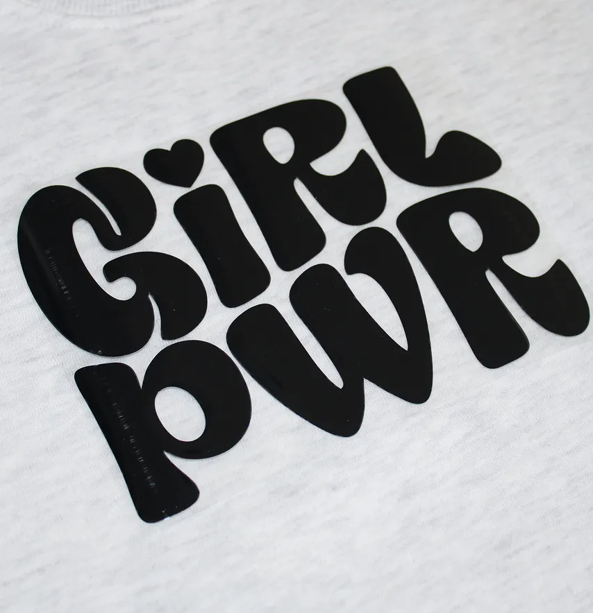 Термоаплікація об'ємна пуф "Girl pwr" 17*12 см чорного кольору-1