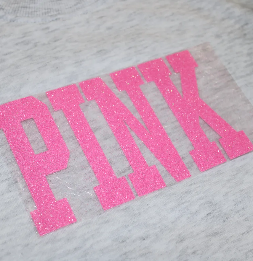 Термоаплікація з глітеру "Pink" 9,5*16 см рожевого кольору-1