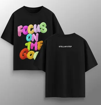 Футболка жіноча оверсайз "Focus on the good" чорного кольору