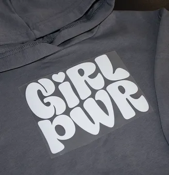 Термоаплікація об'ємна пуф "Girl pwr" 17*12 см білого кольору