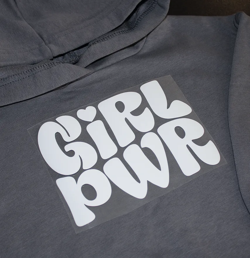 Термоаплікація об'ємна пуф "Girl pwr" 17*12 см білого кольору-0