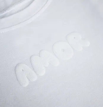 Термоаплікація об'ємна пуф "Amor" 12*3,5 см білого кольору