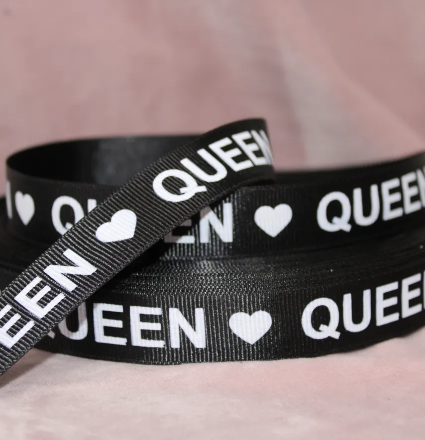 Тасьма репсова "Queen" 20 мм чорного кольору-1