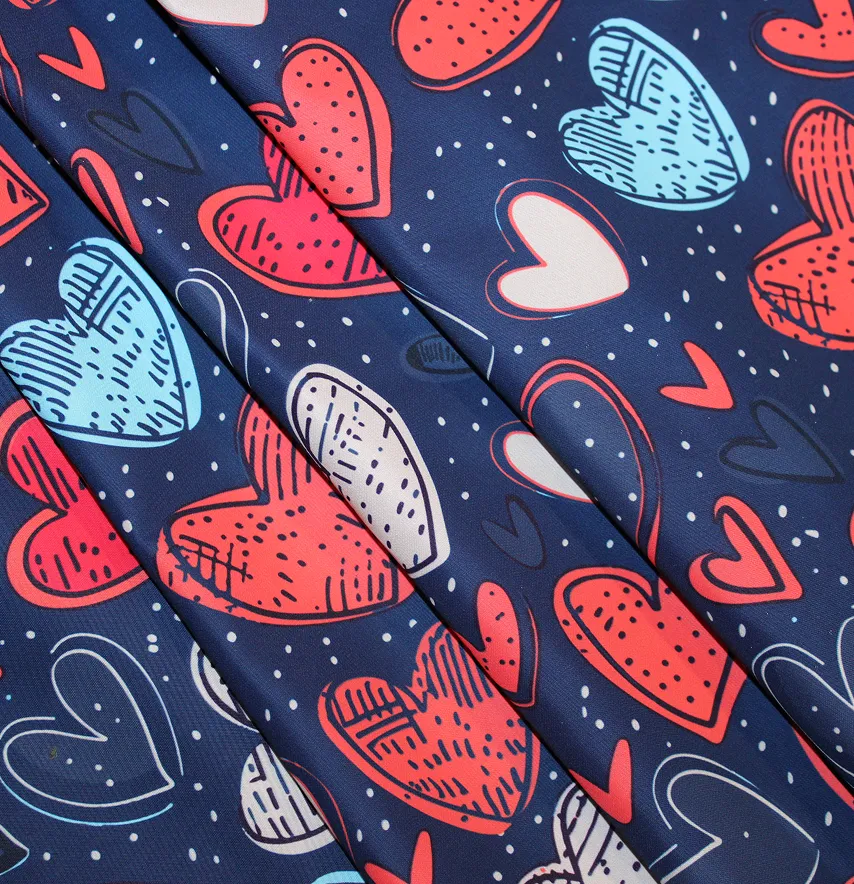 Тканина плащівка "Канада - Мальовані серця" ширина 150 см (110г/м2) 100% poliester -1