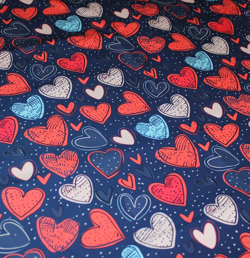 Тканина плащівка "Канада - Мальовані серця" ширина 150 см (110г/м2) 100% poliester -2