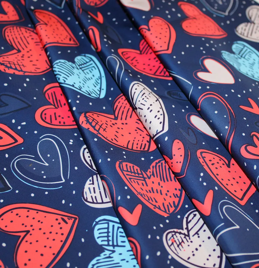 Тканина плащівка "Канада - Мальовані серця" ширина 150 см (110г/м2) 100% poliester -3