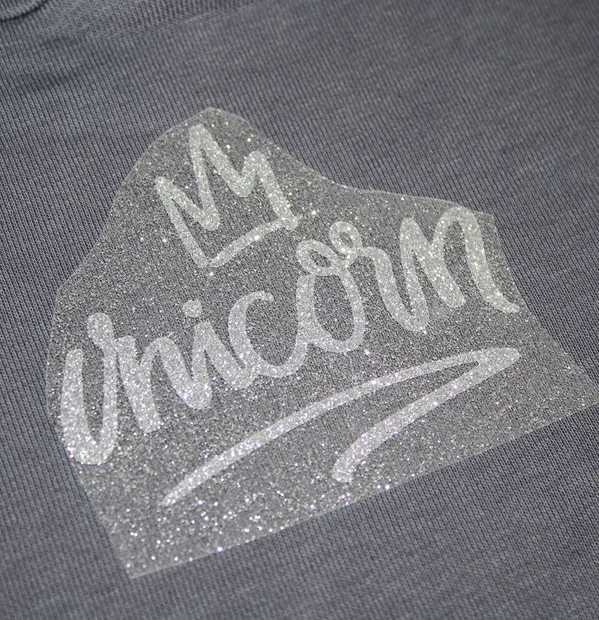 Термоаплікація з глітеру "Unicorn" 9*8 см срібного кольору-1