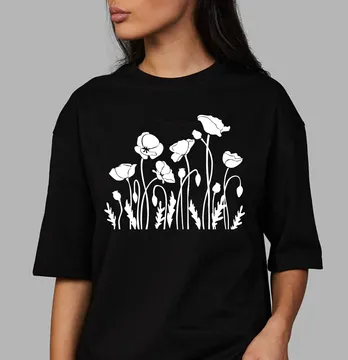 Термонаклейка "Мак кустик" белый 28*23 см