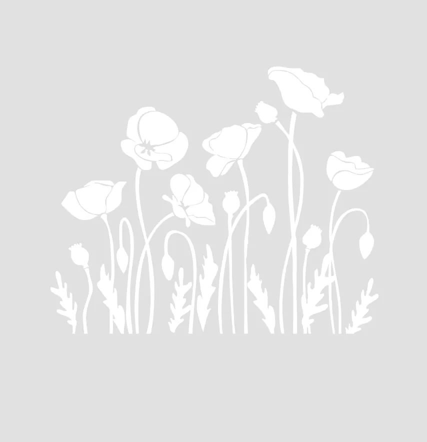 Термонаклейка "Мак кустик" белый 28*23 см-1