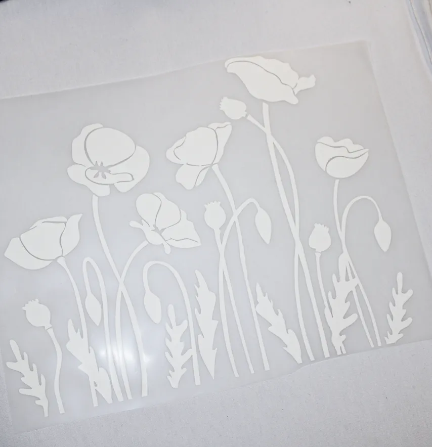 Термонаклейка "Мак кустик" белый 28*23 см-2