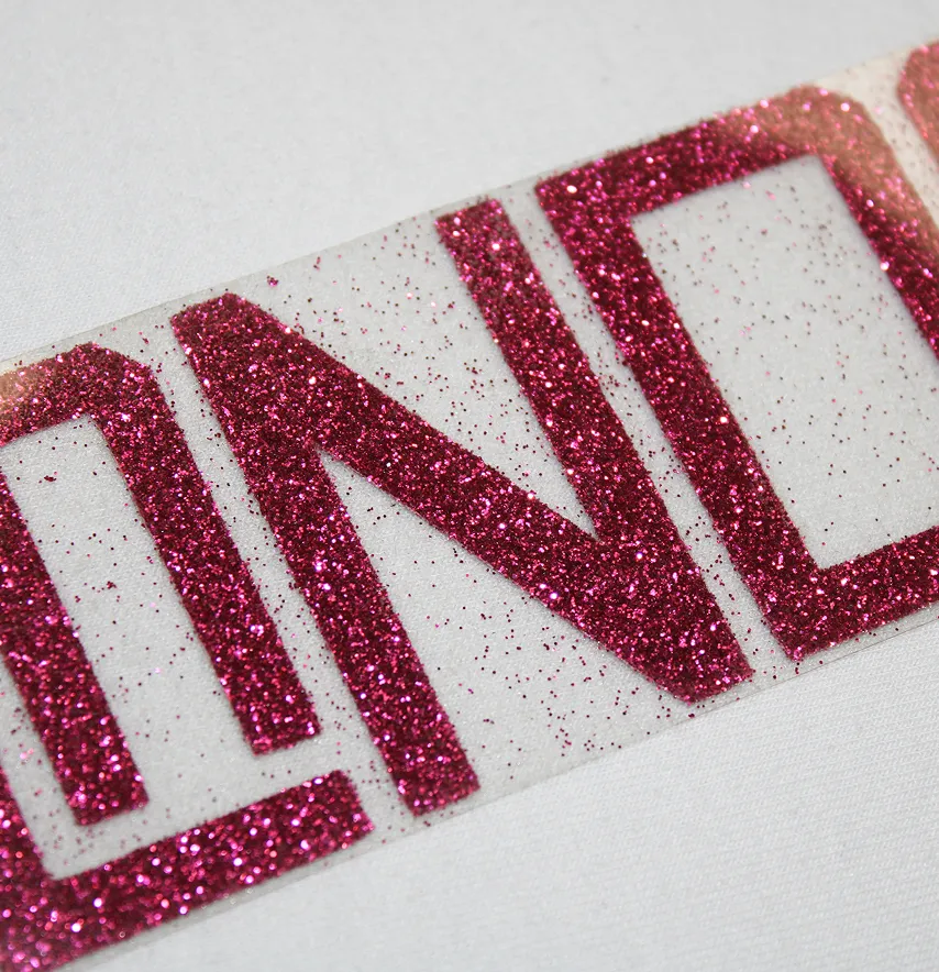 Термоаплікація з глітеру "LONDON" 17*4,5 см малинового кольору-1