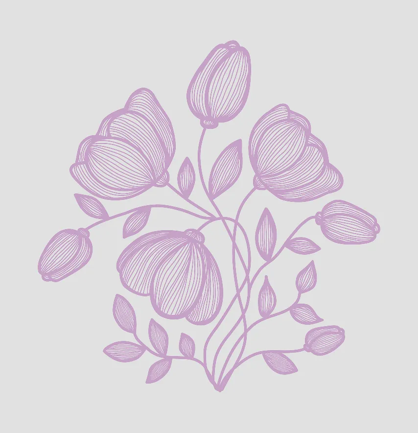 Термонаклейка "Цветы кустик" 19 см сиреневого цвета.-1