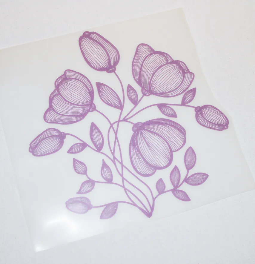 Термонаклейка "Цветы кустик" 19 см сиреневого цвета.-2