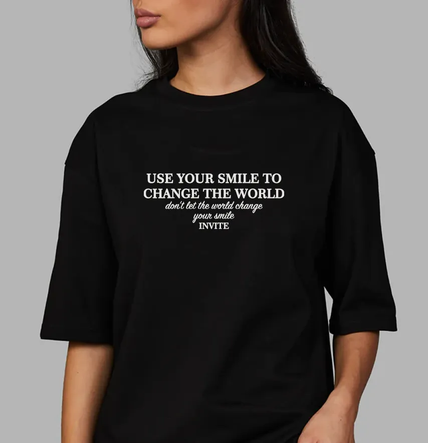 Термоналіпка "Use your smile" 19*7,5 см білого кольору-1