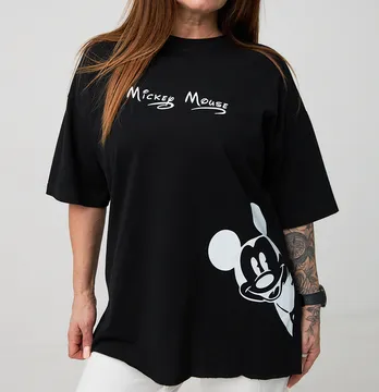 Женская футболка оверсайз "Mickey mouse" черного цвета.