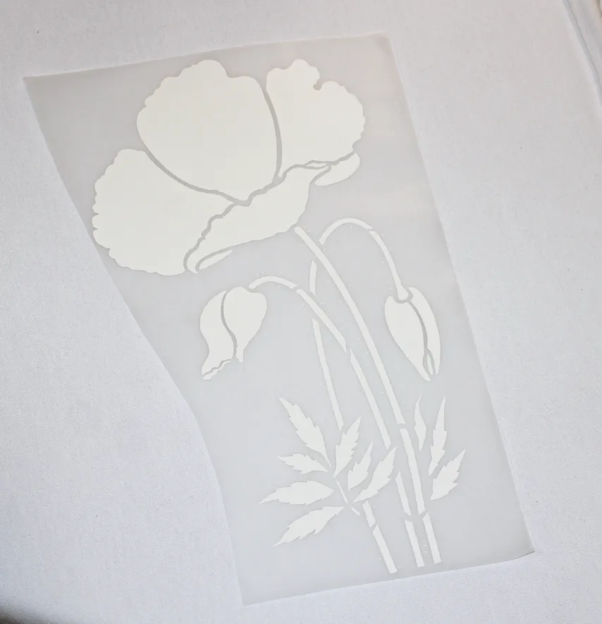 Термонаклейка "Мак" 28*15 см белого цвета.-2