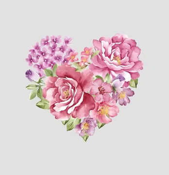 Термонаклейка "Сердце из цветков" 20 см