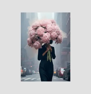 Термоналіпка "Дівчина з піонами" 26 см