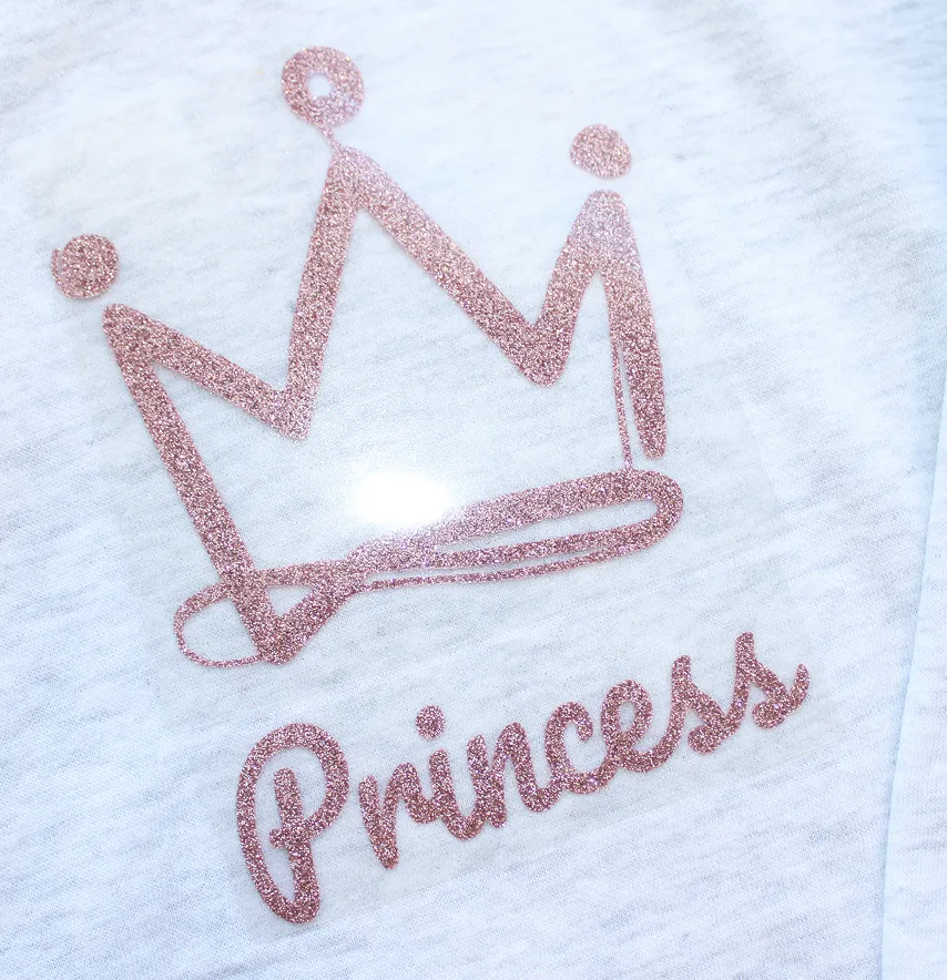 Термоаплікація з глітеру "Корона Princess" 20*11,5 см пудрового кольору-1