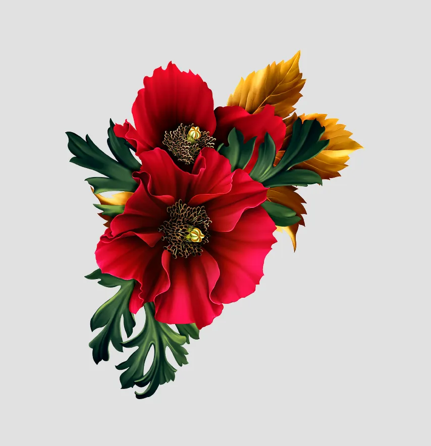 Термонаклейка "Цветы красные" 21*14 см.-1