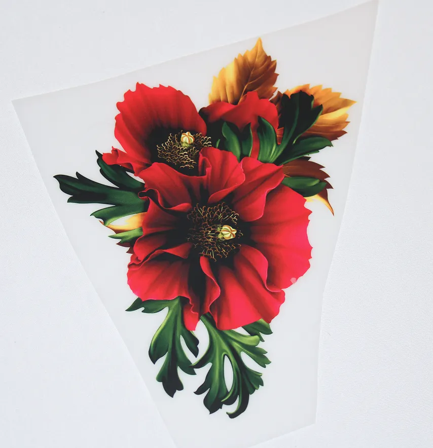 Термонаклейка "Цветы красные" 21*14 см.-2