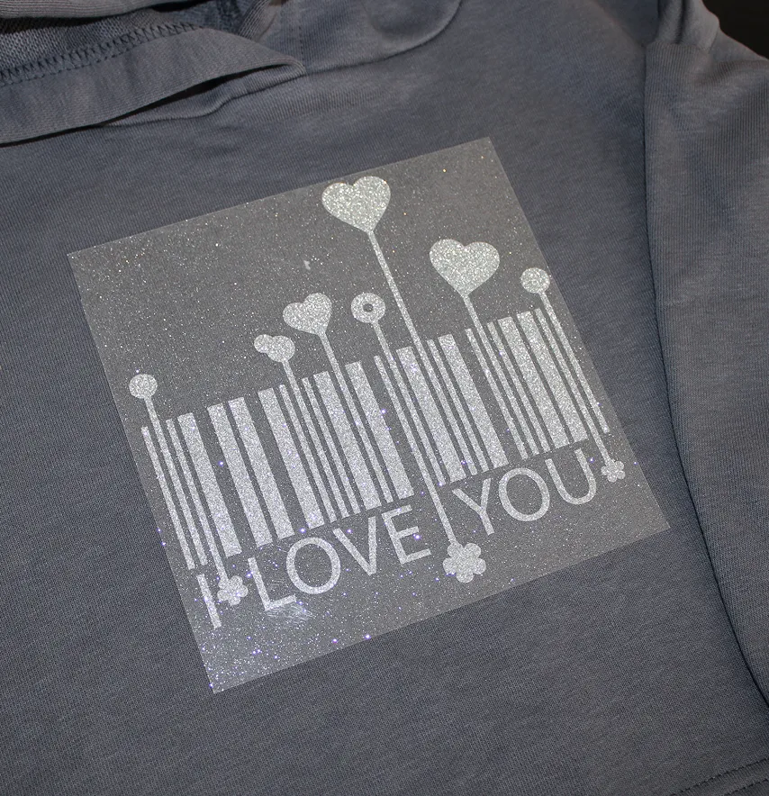 Термоаплікація з глітеру "I love you" 14,5*15,5 см -3