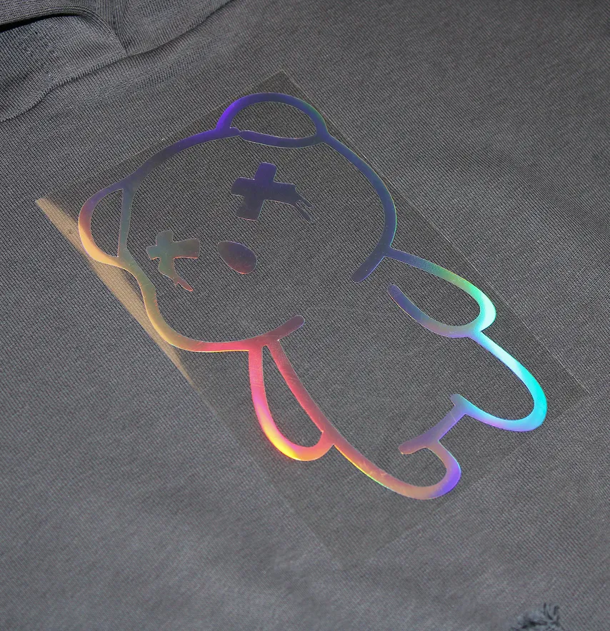 Термоаплікація з плівки "Ведмедик" 16 см голограма-2