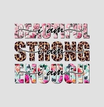 Термонаклейка "Beautiful Strong Enough" 17*14 см