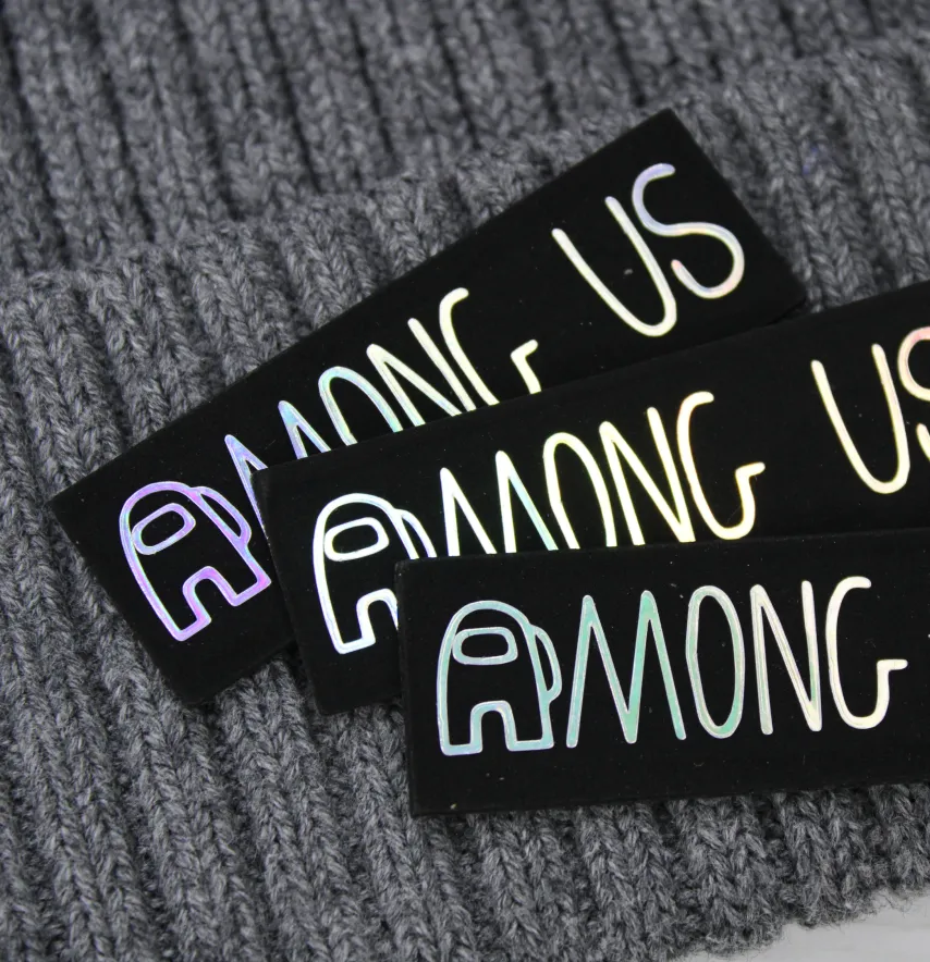 Нашивка "Among Us" 60*20 мм чорного кольору з голограмою-1