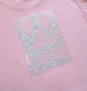 Термоаплікація з глітеру "Корона Princess" 20*11,5 см срібного кольору