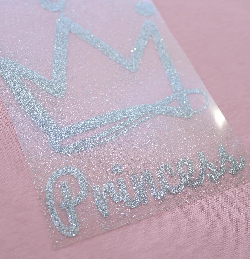 Термоаплікація з глітеру "Корона Princess" 20*11,5 см срібного кольору-1