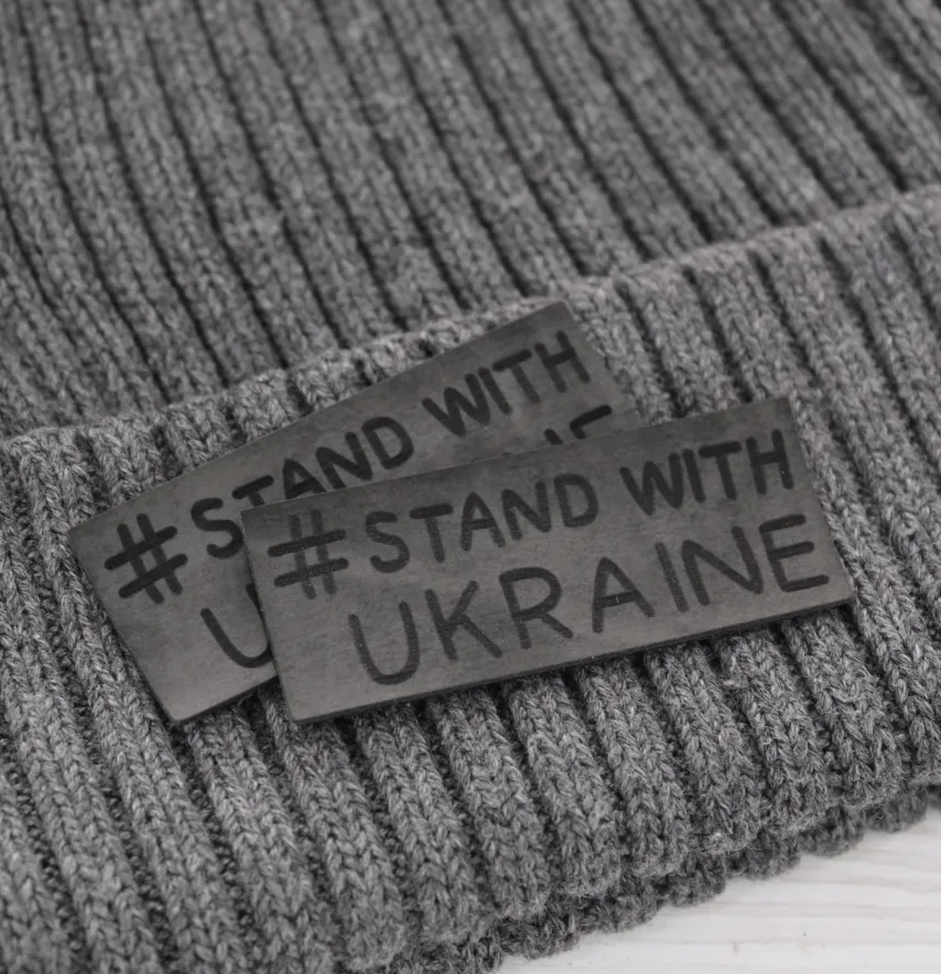 Нашивка "Stand with Ukraine" 60*25 мм чорного кольору-1
