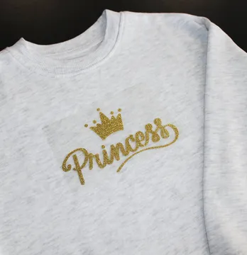 Термоаплікація з глітеру "Princess" з короною 14*8 см золотого кольору