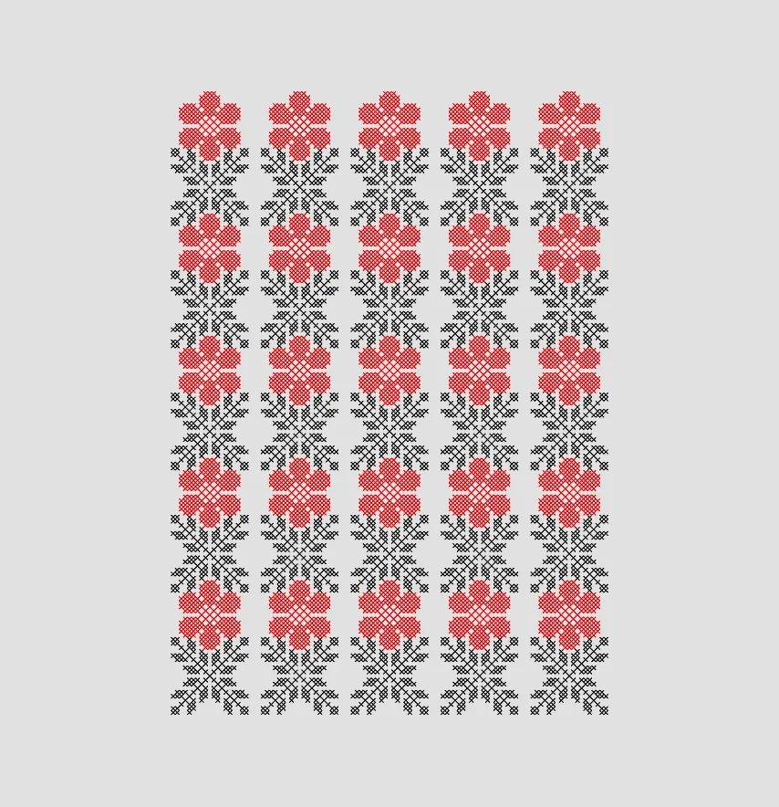 Термонаклейка "Вышиванка" лист 18*26 см цветок красный с черным-0