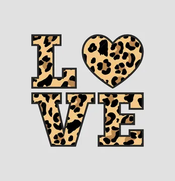 Термоаплікація "Love" леопардова 14*14 см