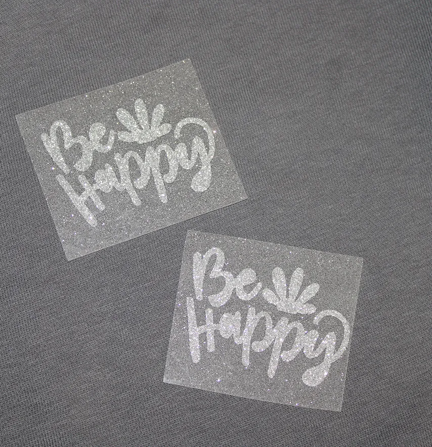 Термоаплікація з глітеру "Be happy" 5*6 см -2