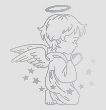 Термоаппликация из пленки "Ангел со звездочками" 86*100 мм серебряного цвета