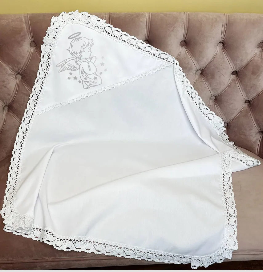 Термоаппликация из пленки "Ангел со звездочками" 86*100 мм серебряного цвета-1