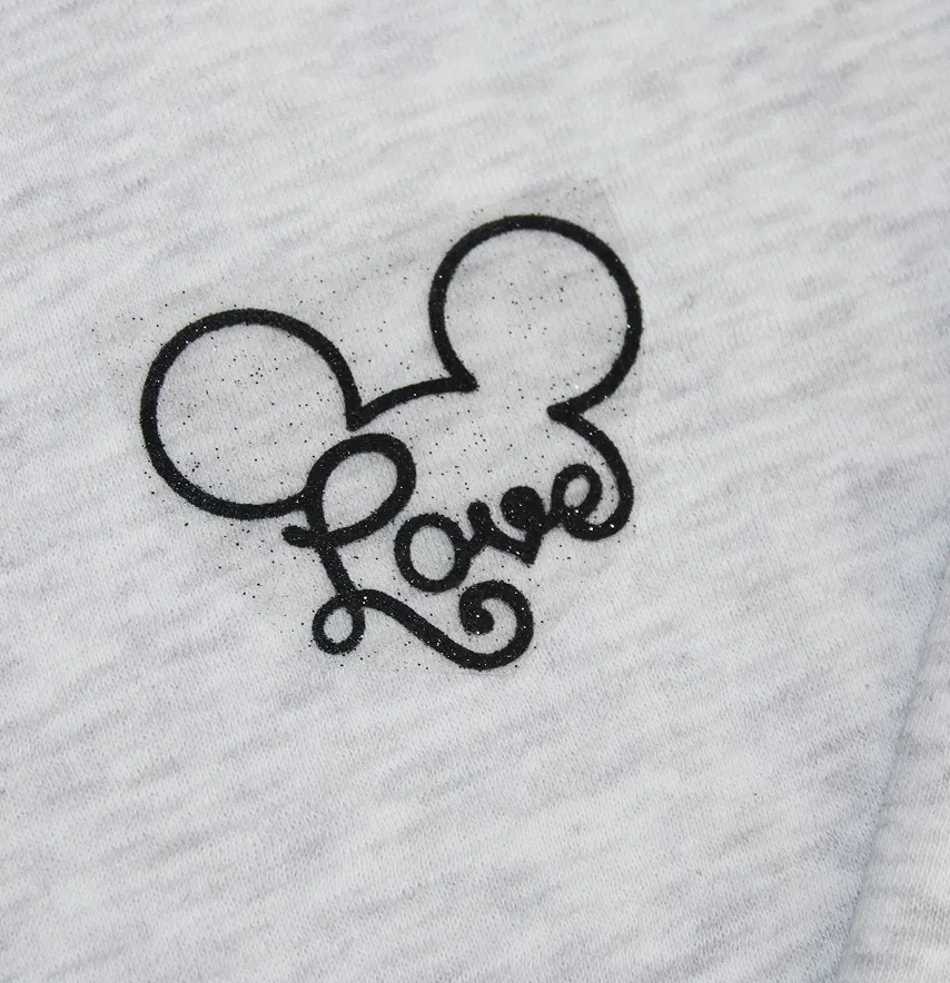 Термоаплікація з глітеру "Love Mickey" 6*5 см чорного кольору-2